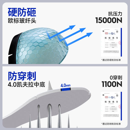 蓝鸥盾新款安全鞋防砸防刺绝缘10KV四季款玻纤头4.0凯夫拉耐磨实心底 商品图7