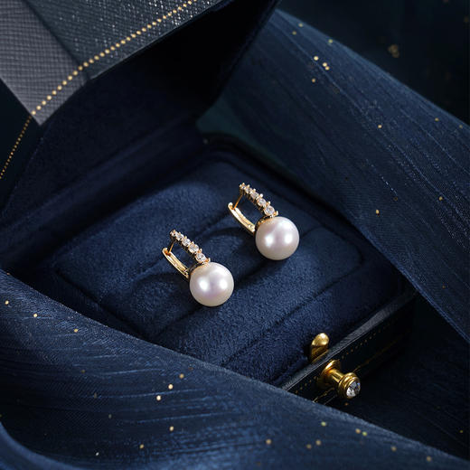 子佩集【璇玑天后】银S925珍珠惜王妃耳钉【MLEH028】9mm珠镀金扣环2601 商品图2