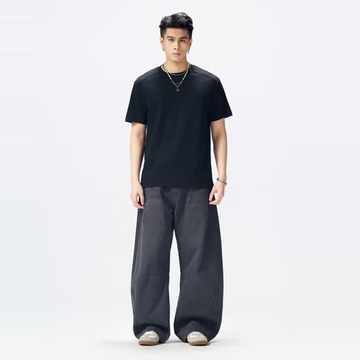 PINLI品立2026夏季新款青年圆领落肩袖纯色百搭短袖T恤上衣潮牌男GD262111042 商品图4