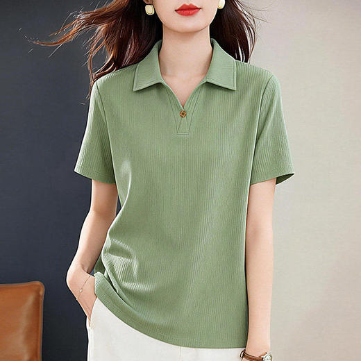 polo衫t恤女短袖2026年新款夏季爆款女装休闲减龄翻领上衣体恤衫 商品图1