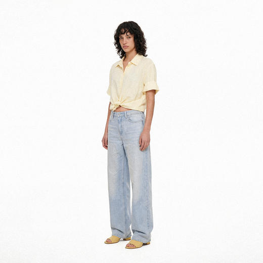 NUTH立体压褶猫须纹复古浅蓝直筒牛仔裤女（预售/发货时间同步天猫） 商品图4