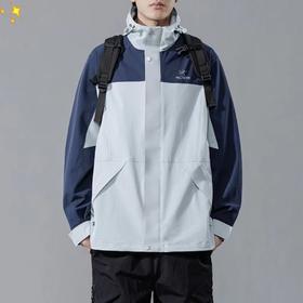 F032339春季新款舒适保暖百搭不拘束连帽拼接冲锋衣外套