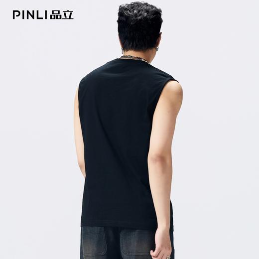 PINLI品立2026夏季新款男装合体版基础纯色圆领无袖打底背心上衣GD262114032 商品图2