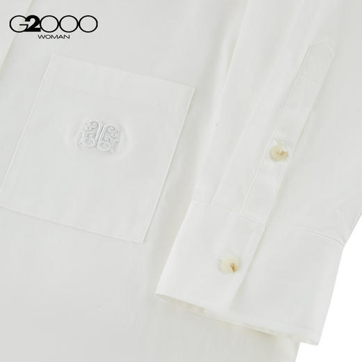 G2000女装SS26商场新款【棉质弹性】百搭贴袋绣花长袖休闲衬衫61233807 商品图4