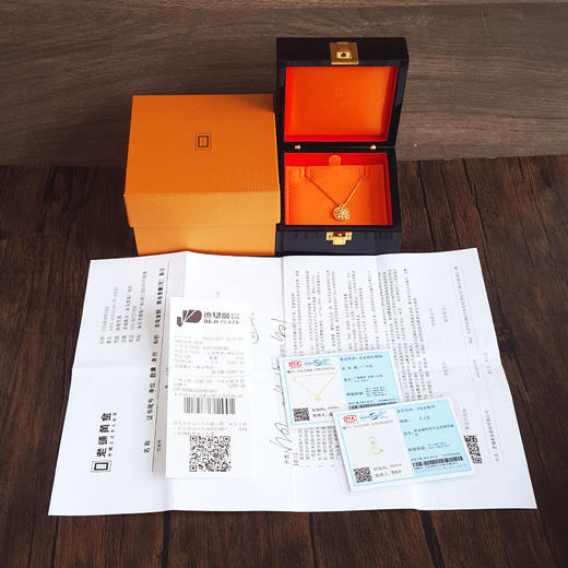 老铺古法足金柠檬片太阳花（3号）梨型钻石（小号）锁骨链 链长：46CM（长度可调节）220326NJS03 商品图1