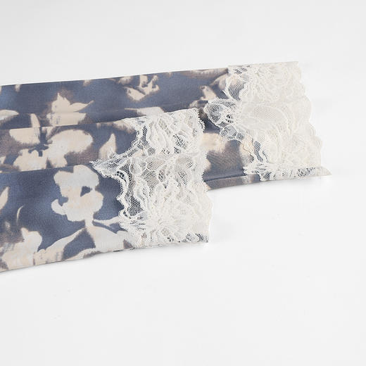 美奈川莫代尔薄款碎花睡衣女家居服柔软舒适睡眠衣服上衣裤子套装 水墨印花莫代尔八分袖蕾丝套装JJ28190 商品图7