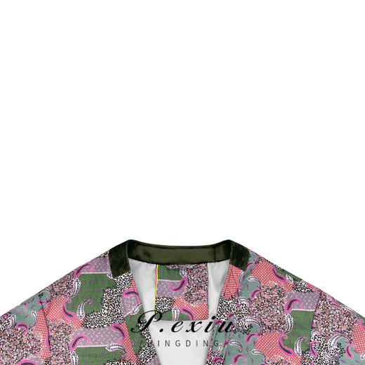 潘依绣丁丁宠粉PanYiXiu/潘依绣【花罗】新中式国风V领撞色外套 MJ917 商品图2