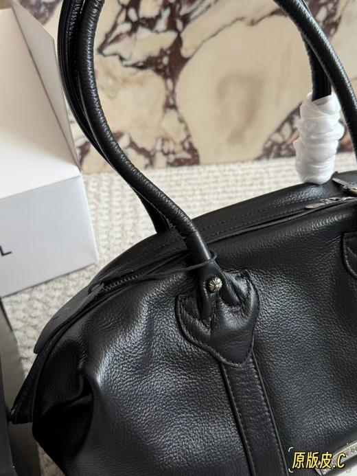 F032358十字架金属装饰手提复古感黑色荔枝纹饺子包 商品图6