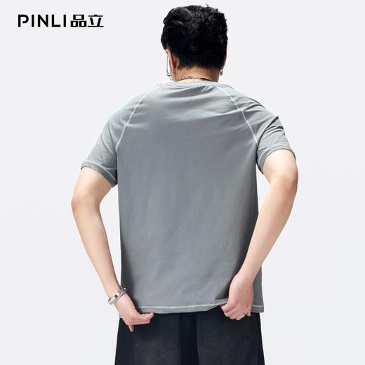 PINLI品立2026夏季新款男士连肩袖圆领短袖T恤上衣潮GD262111038 商品图3
