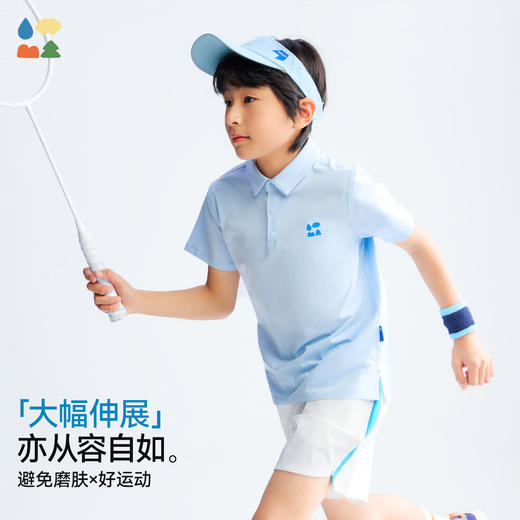 【运动polo短袖T恤】森林棠26夏款汗跑跑高弹不闷汗儿童简约休闲上衣40162002 商品图3