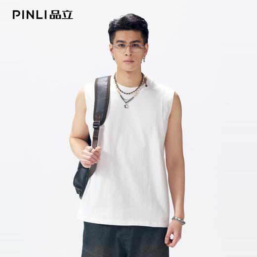 PINLI品立2026夏季宽松纯棉圆领无袖T恤运动健身汗背心男士打底衫GD262114047 商品图0