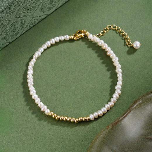 子佩集【珠映欢颜】银S925珍珠惜王妃手链【SGB0510003】2*3.5mm珠镀金2601 商品图0
