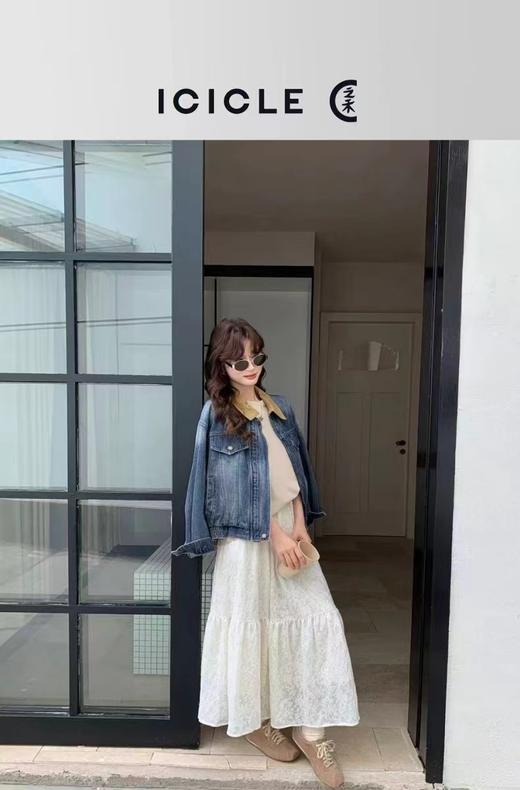 F032363春夏新款温柔法式蕾丝提花宽松a字半身裙蛋糕裙 商品图7