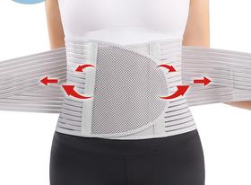 【护腰带】用于提供站姿、坐姿时的腰部支持，特别适合长时间在办公室工作的久坐人群，内侧防滑条设计和高达98%的大面积透气面料