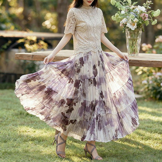 雀说 田园清新百搭碎花半身裙A字大摆裙5774 商品图3