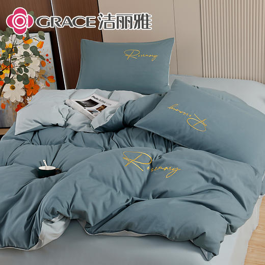 洁丽雅（Grace)青岚.刺绣亲肤四件套JLY25201 商品图4