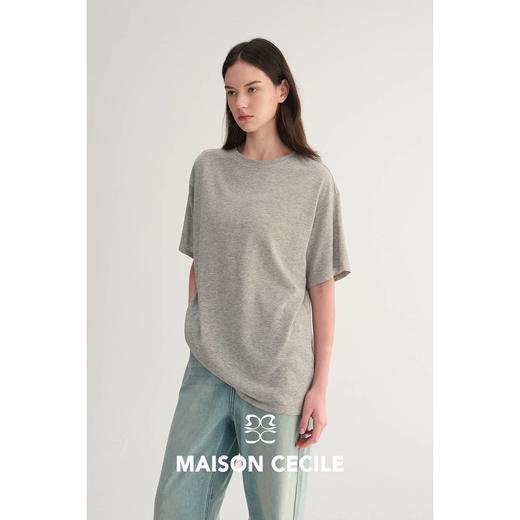MC三色|基础好穿雪花棉肌理感宽松舒适慵懒落肩T恤MAISON CECILE 商品图2