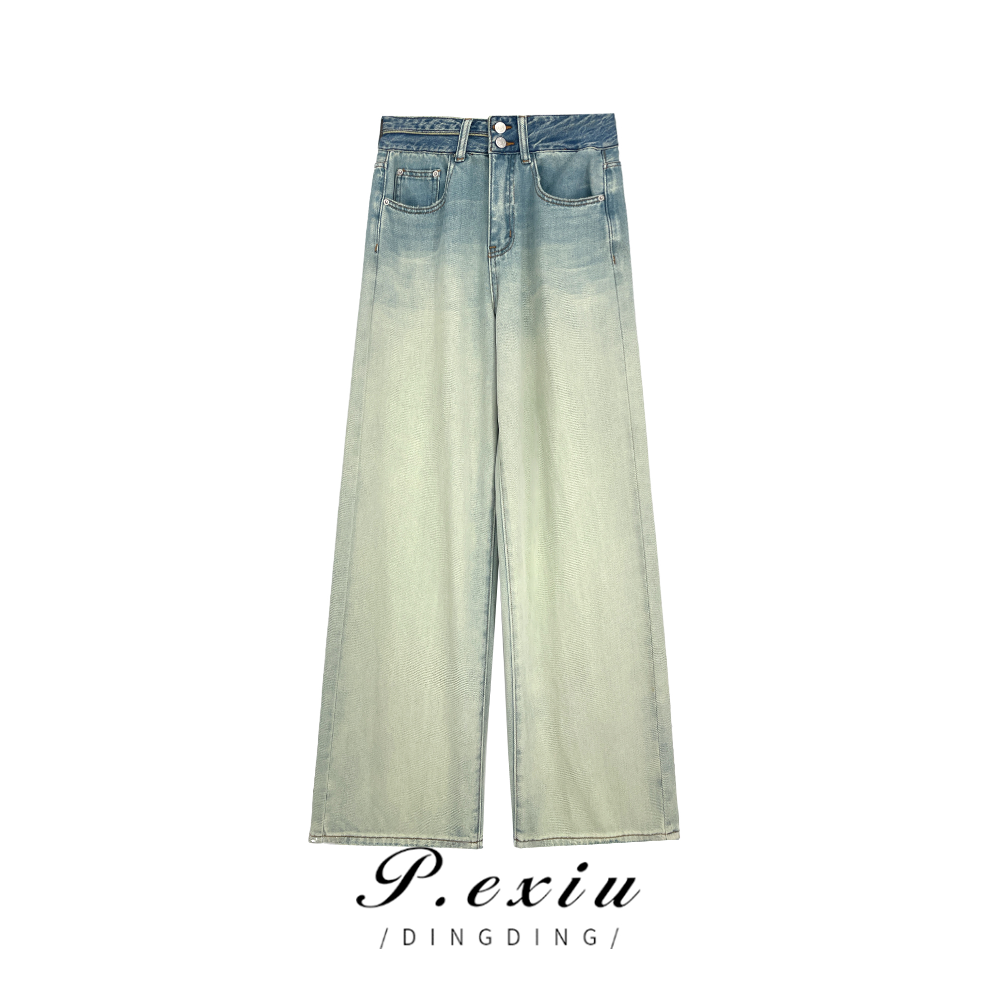 03-4潘依绣丁丁宠粉PanYiXiu/潘依绣设计感美式复古水洗渐变通勤百搭牛仔裤 K5863