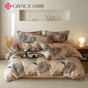 洁丽雅（Grace)帛书影.全棉轻奢美拉德系磨毛四件套JLY25802
