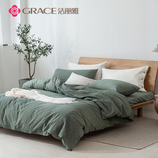 洁丽雅（Grace)官绿.全棉色织水洗棉四件套JLY25701 商品图1