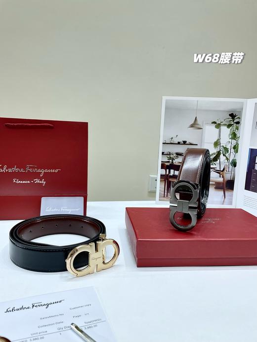 2026春季新款菲拉格慕双头腰带男士腰带 双面可用皮带，一面棕色一面纯黑，一盒一根皮带➕2个扣头 商品图2