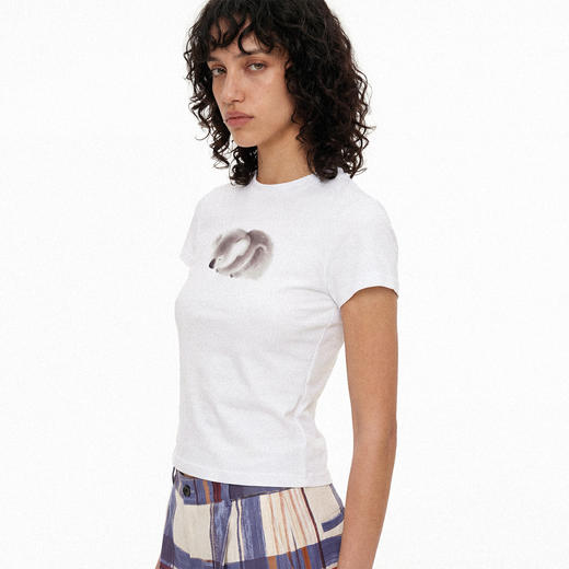 NUTH俏皮手绘考拉动物印花弹力修身薄款正肩短袖t恤女（预售/发货时间同步天猫） 商品图1