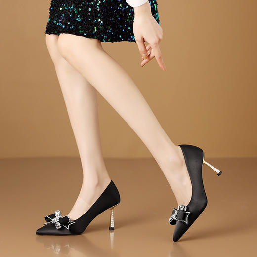 【预售7天】时尚法式浅口一脚蹬单鞋蝴蝶结水钻女鞋HY&H3361 商品图2