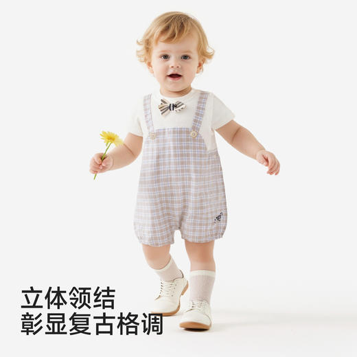 【商场同款】英氏婴儿连体衣夏新款男宝短袖爬服透气宝宝哈衣 商品图4