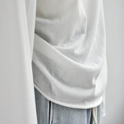 丁摩 【天丝棉语衫】春夏新莱赛尔天丝棉卷边圆领宽松防晒罩衫针织衫6ZF-B014 商品图3