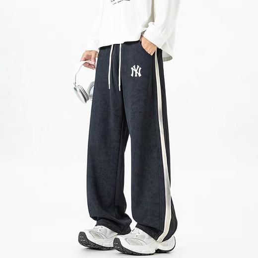 F032329新品复古扎染休闲裤直筒高街脏脏裤针织印花织带拼接街头宽松垂感百搭运动裤 商品图7