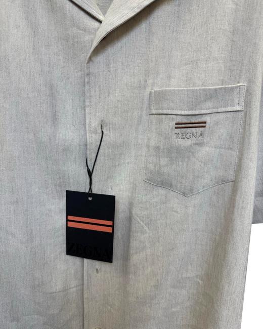 男款麻料短袖衬衫长裤套装zh 商品图3