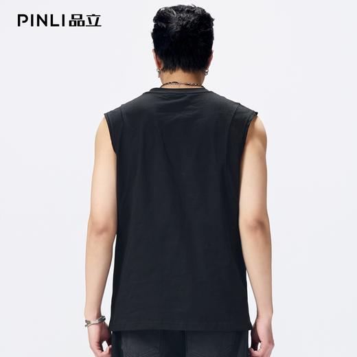 PINLI品立2026夏季宽松纯棉圆领无袖T恤运动健身汗背心男士打底衫GD262114047 商品图3