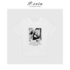 03-4潘依绣丁丁宠粉夏季韩系宽松透气印花圆领短袖T恤 G9076