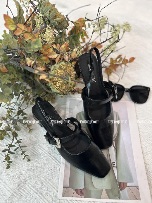 【门店同款】ENJOY春季粗跟极简包头后空鞋 169451245 商品图1