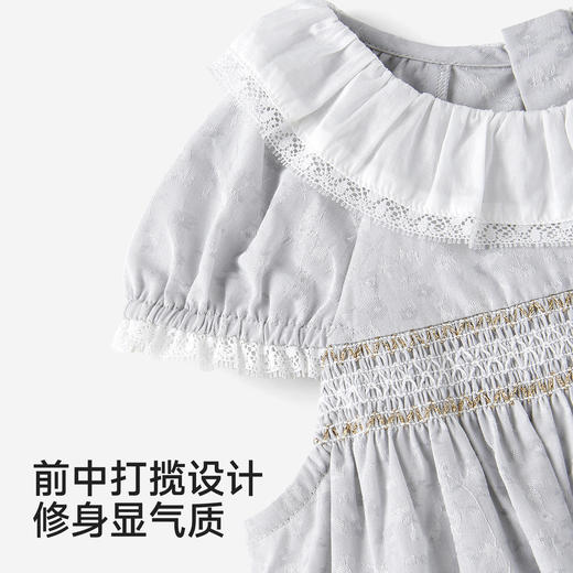 【商场同款】英氏女童连衣裙夏季新款短袖灰色系裙子纯棉公主裙 商品图4