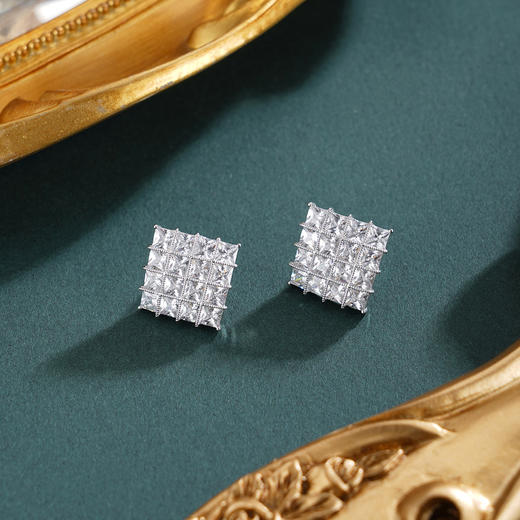 子佩集【玲珑芳华】银S925耳环【FYE-1566101】时尚方块菱形2601 商品图0