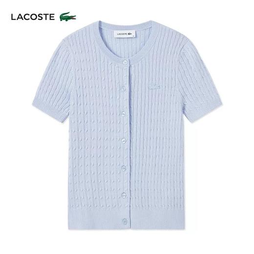 【9.5折】5楼法国鳄鱼LACOSTE法国鳄鱼女装26春夏新款时尚绞花短袖针织衫开衫|AF0671-98-J2G吊牌价1390折后1321 商品图1