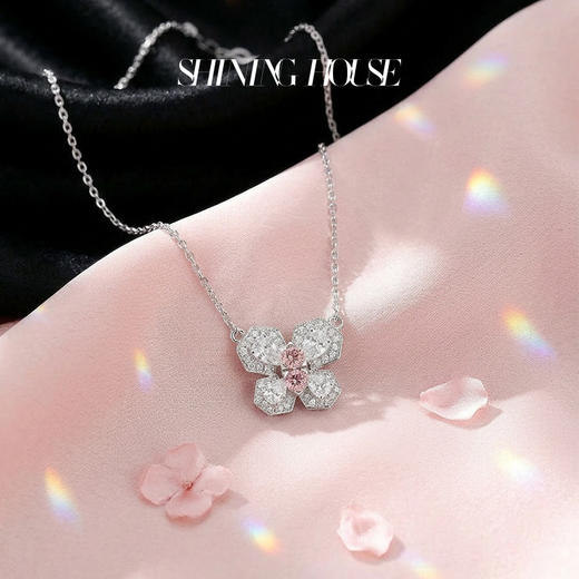 FLY·永恒之环系列 ShiningHouse[培育] 18k金钻石项链 粉钻人工真钻人造钻石K金项链可调节时尚钻石项链【此商品不支持7天无理由退货退款】预计3日发货 商品图2