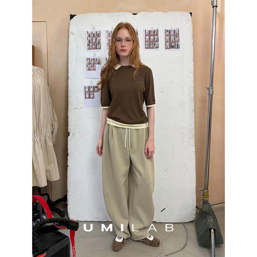 UMILAB｜欧若拉*绝美配色 巴素兰精纺羊毛+醋酸 假两件中袖针织衫M912V 商品图2