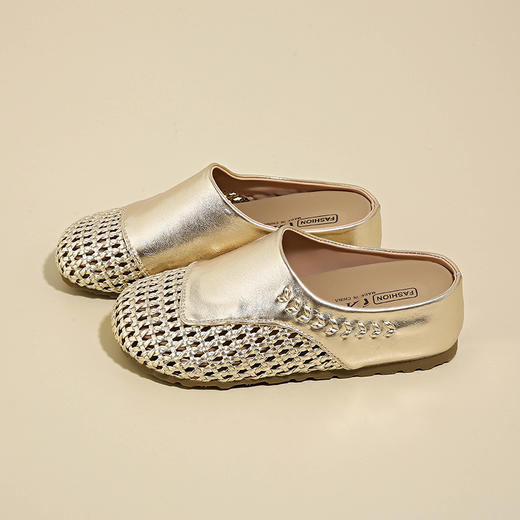 【板嫣 镂空编织包头半拖鞋】舒适亲肤面料 透气编织 耐磨防滑橡胶鞋底  5cm视觉增高 日常外穿必备！ 商品图7