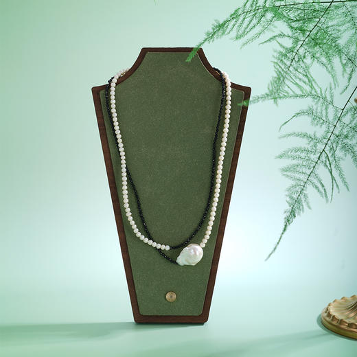 子佩集【墨幻潮汐】银S925珍珠惜王妃项链【SPN1650001】2.2mm黑珠3.5mm珍珠惜王妃14*18mm巴洛克2601 商品图0