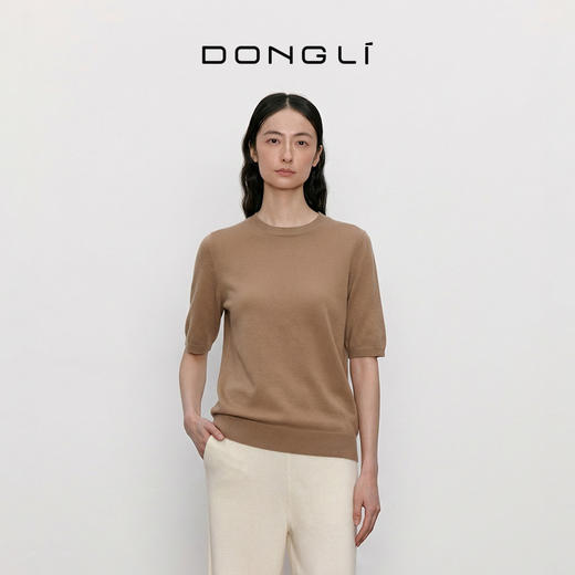 东黎 • 山羊绒女士春秋圆领经典基础百搭短袖 270 商品图0