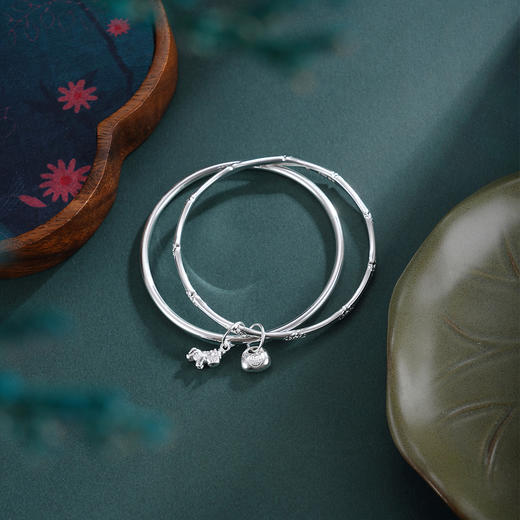 子佩集【福马聚宝】银S9999手镯【TC0522515】福袋小马竹节两个圈2601 商品图1