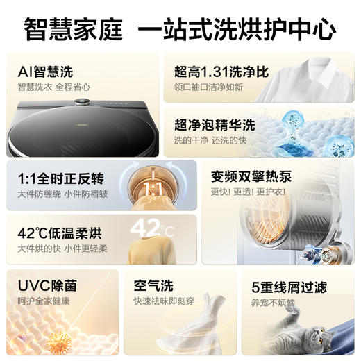 TCL小黄人·大眼萌超级筒T7R 10公斤滚筒+双擎热泵烘干洗烘套装1:1正反转 G100T7R-DIS+H100T7R-BS 商品图1