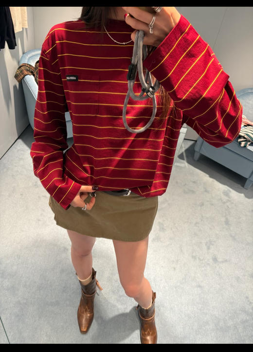 M.M 女款复古条纹长袖T恤 CX258 商品图1