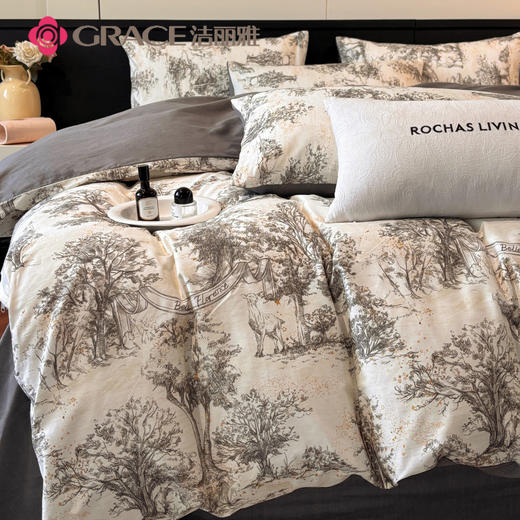 洁丽雅（Grace)树屿.40支精梳棉数码印花四件套JLY25605 商品图3