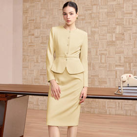 IWY/高级感黄色西装套裙女气质显瘦正式场合职业裙春季新款CS2760
