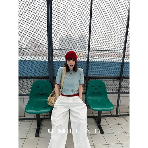 UMILAB｜欧若拉*绝美配色 巴素兰精纺羊毛+醋酸 假两件中袖针织衫M912V 商品图3