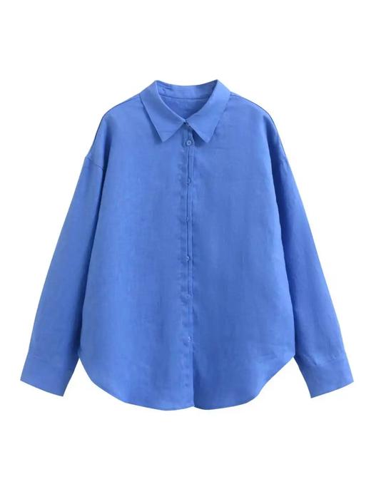 F032372轻盈挺括舒爽有型静奢老钱风双门襟设计亚麻衬衫 商品图1