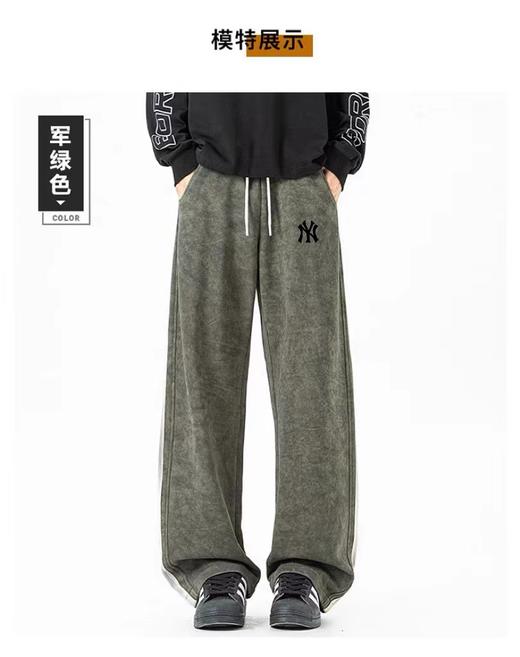 F032329新品复古扎染休闲裤直筒高街脏脏裤针织印花织带拼接街头宽松垂感百搭运动裤 商品图3